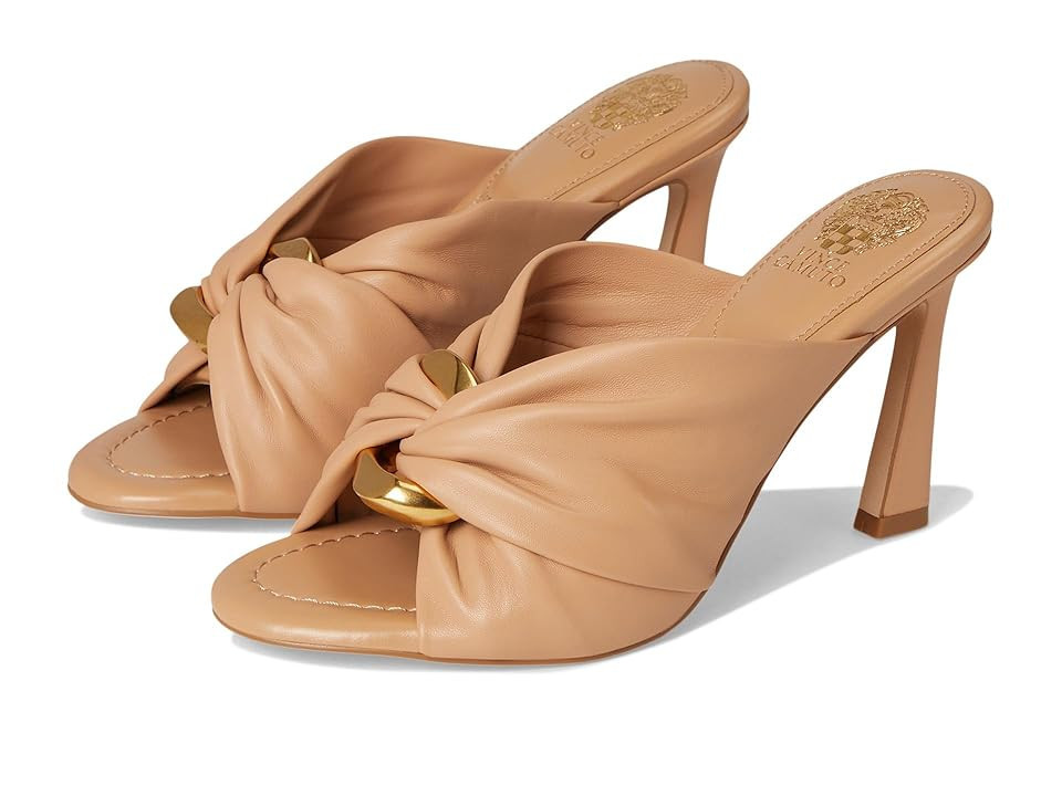 Vince Camuto Patie Buckle Gathered High Heel Sandal Women's Sandals Sandstone : 5.5 M, Leather/Rubber | Zappos