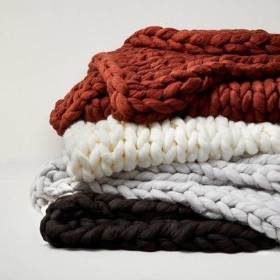 50" x 70" Oversized Chunky Hand Knit Decorative Bed Throw - Casaluna™ | Target