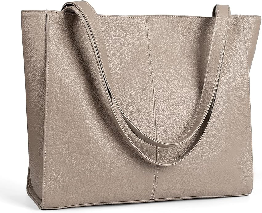 befen Genuine Leather Zipper Tote Bag for Women Work with Laptop Compartment, Women's Leather Sho... | Amazon (US)
