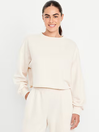 Bounce Fleece Quilted Crew-Neck Top | Old Navy (US)
