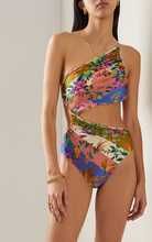 Tropicana Cutout Mixed-Print One-Shoulder Swimsuit | Moda Operandi (Global)