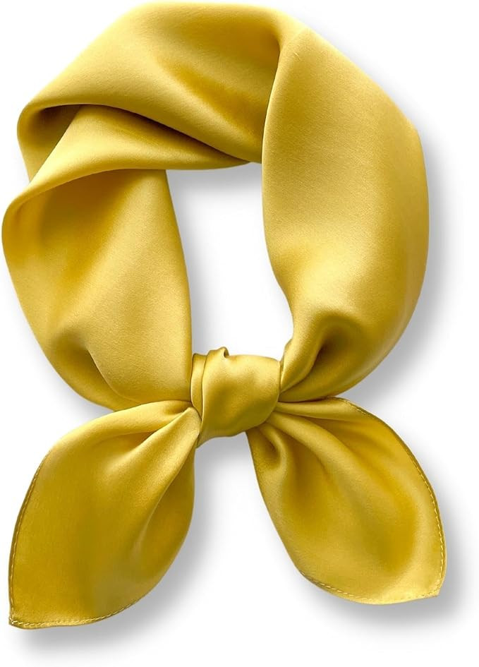 PoeticEHome Solid Color Mulberry Silk Scarf - Lightweight 26" Square Neckerchief for Women's Neck... | Amazon (US)