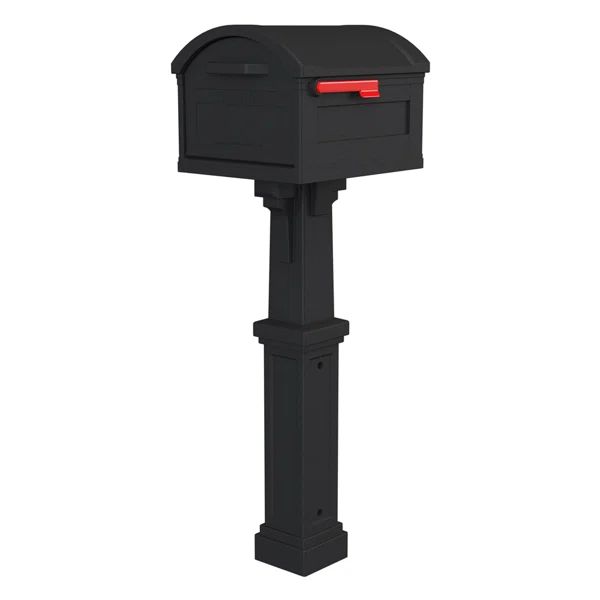 Grand Haven Extra Large, Plastic, Mailbox and Post Combo, Black | Wayfair North America