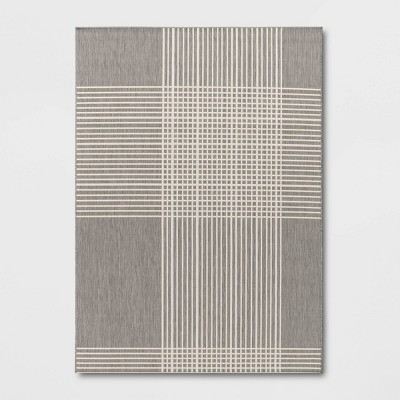 5'3"x7' Plaid Outdoor Rug Gray - Threshold™ | Target