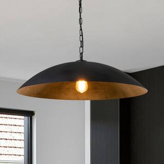 Y'INSP 1-Light Black Industrial Modern Dome Pendant Light, Farmhouse Chandelier, Vintage Ceiling ... | The Home Depot