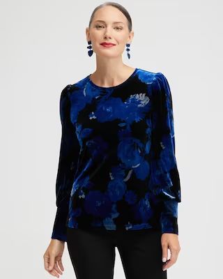 Velvet Floral Ruched Sleeve Top | Chico's