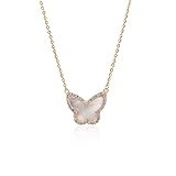 Butterfly Pendant Choker Necklace, Mother of Pearl Seashell Lucky Necklace 925 Sterling Silver Rose  | Amazon (US)