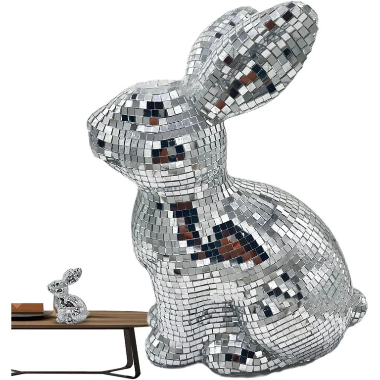 Disco Ball Rabbit,Decorative Glitter Festive Easter Decor,Mirror Ball Bunny Animal Ornament, Disc... | Walmart (US)