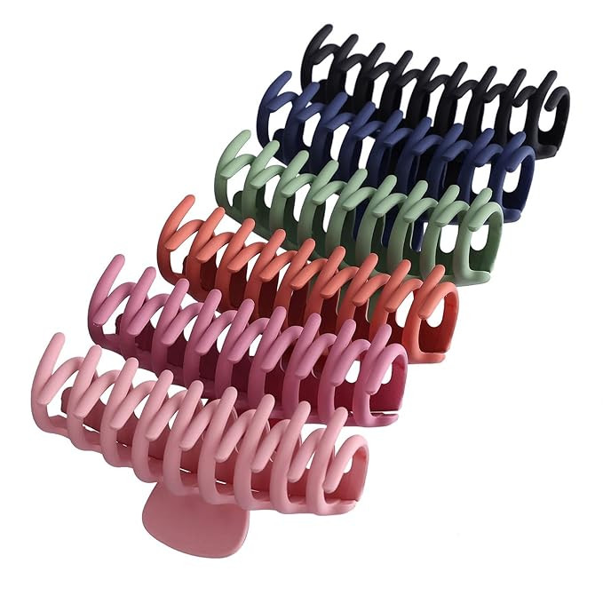 6Pcs 4 Inch Matte Big Hair Claw Clips, Large Nonslip Claw Hair Clips Strong Hold Thick Hair for W... | Amazon (US)