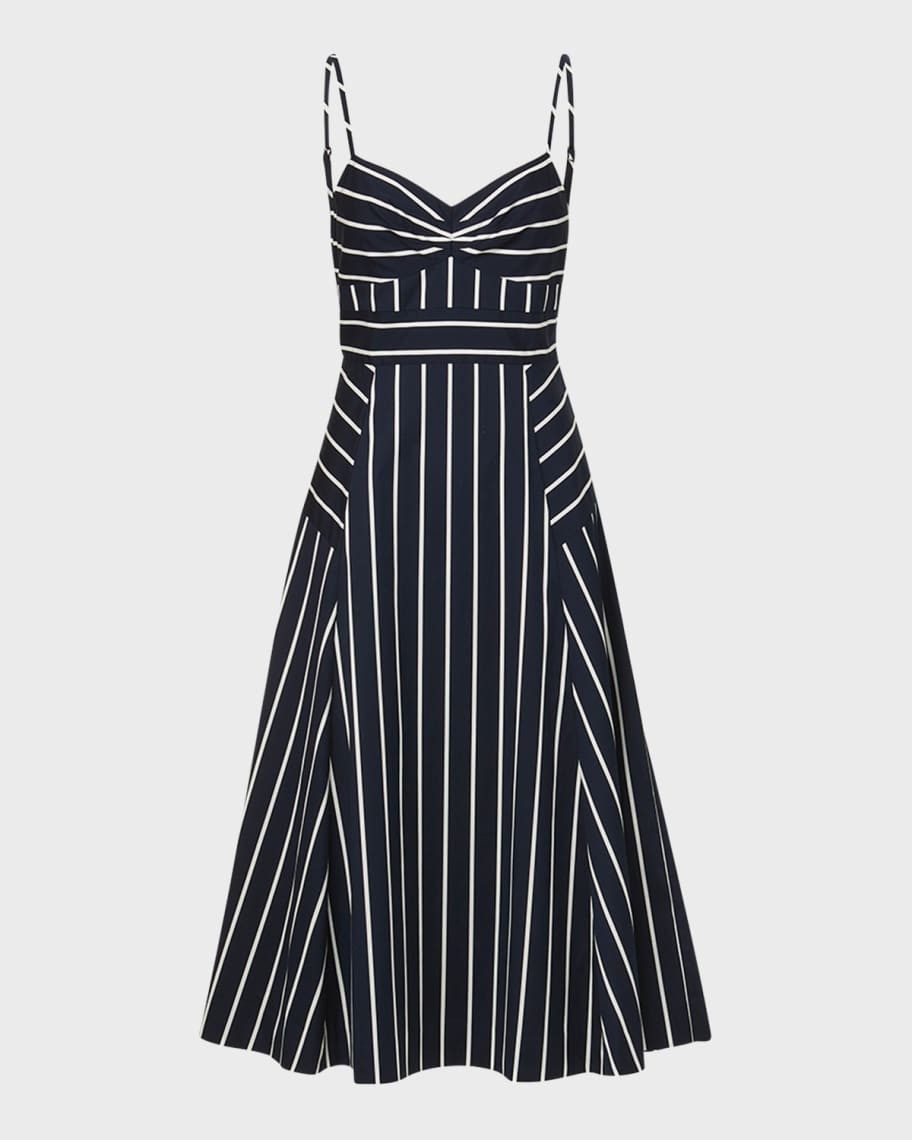 Veronica Beard Blige Stripe A-Line Midi Dress | Neiman Marcus