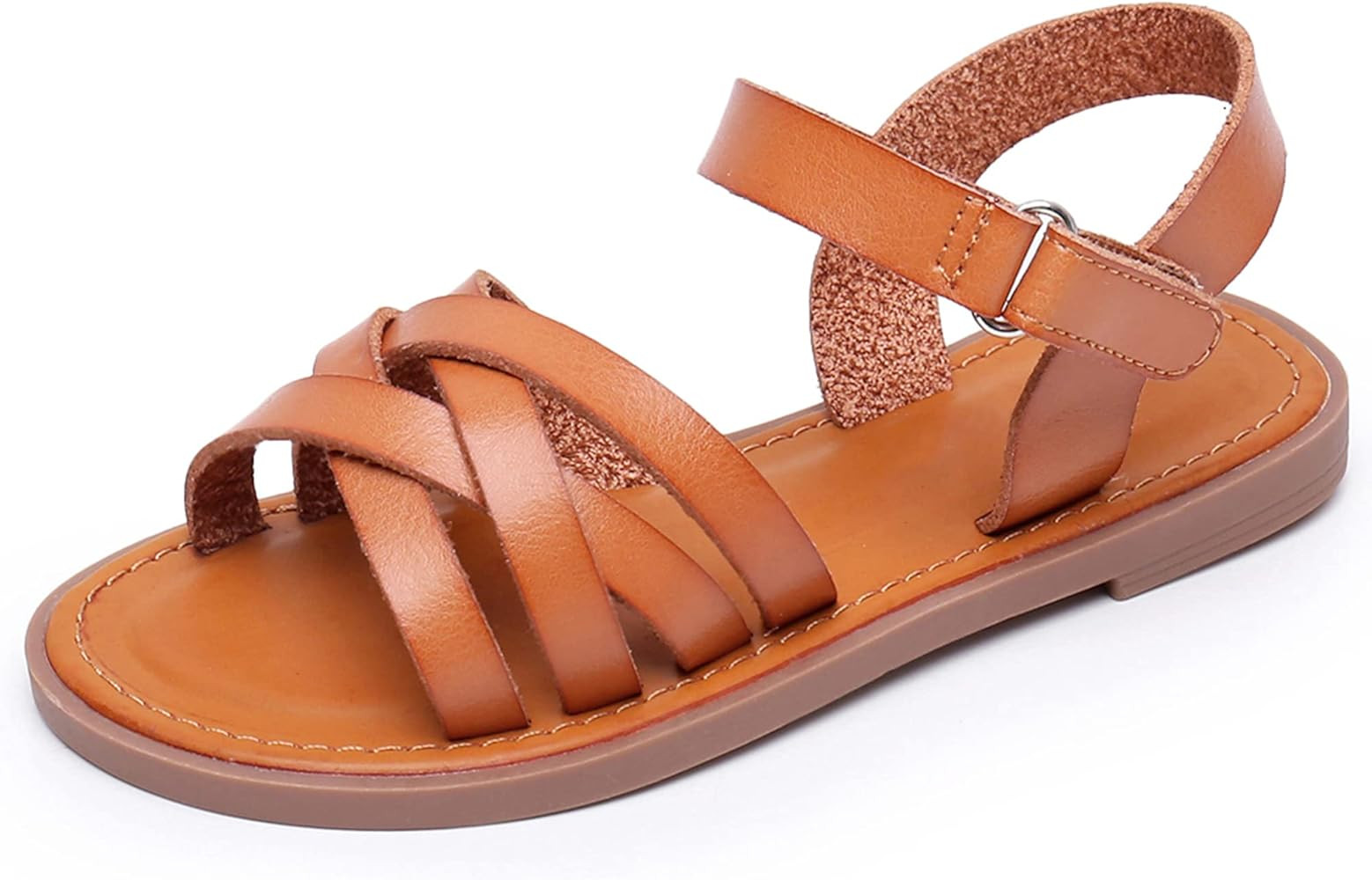 Blikcon Girls Open Toe Princess Flat Sandals Strappy Summer Sandals (Toddler/Little Kid) | Amazon (US)