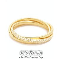 Solid 14K Gold Interlocking 3 Bands Rolling Diamond Ring, Unique Engagement Three Rings Together Ring | Etsy (US)