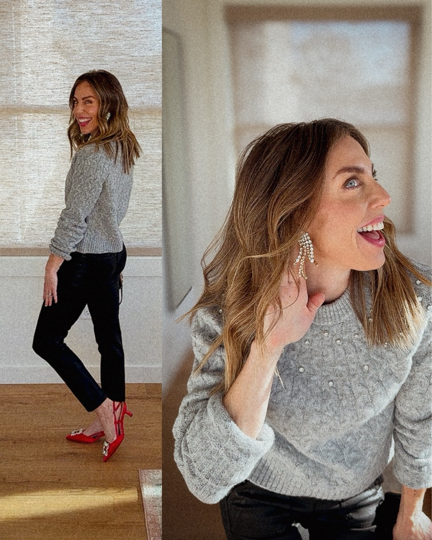 The perfect sparkly sweater for the holidays paired with the most fun glitzy earrings! Love me a pop of red with these kitten heels ❤️💋💄

#LTKOver40 #LTKShoeCrush #LTKHoliday