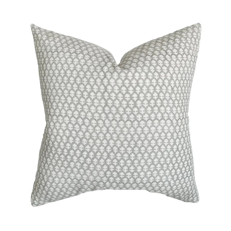 Ava | Light Gray Handblock Pillow Cover | Linen and James
