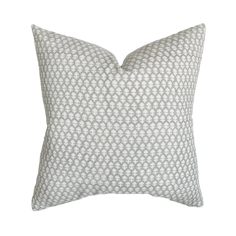 Ava | Light Gray Handblock Pillow Cover | Linen & James