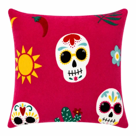 Summerween 18x18 Plush Decorative Pillow, Fiesta Skulls | Walmart (US)