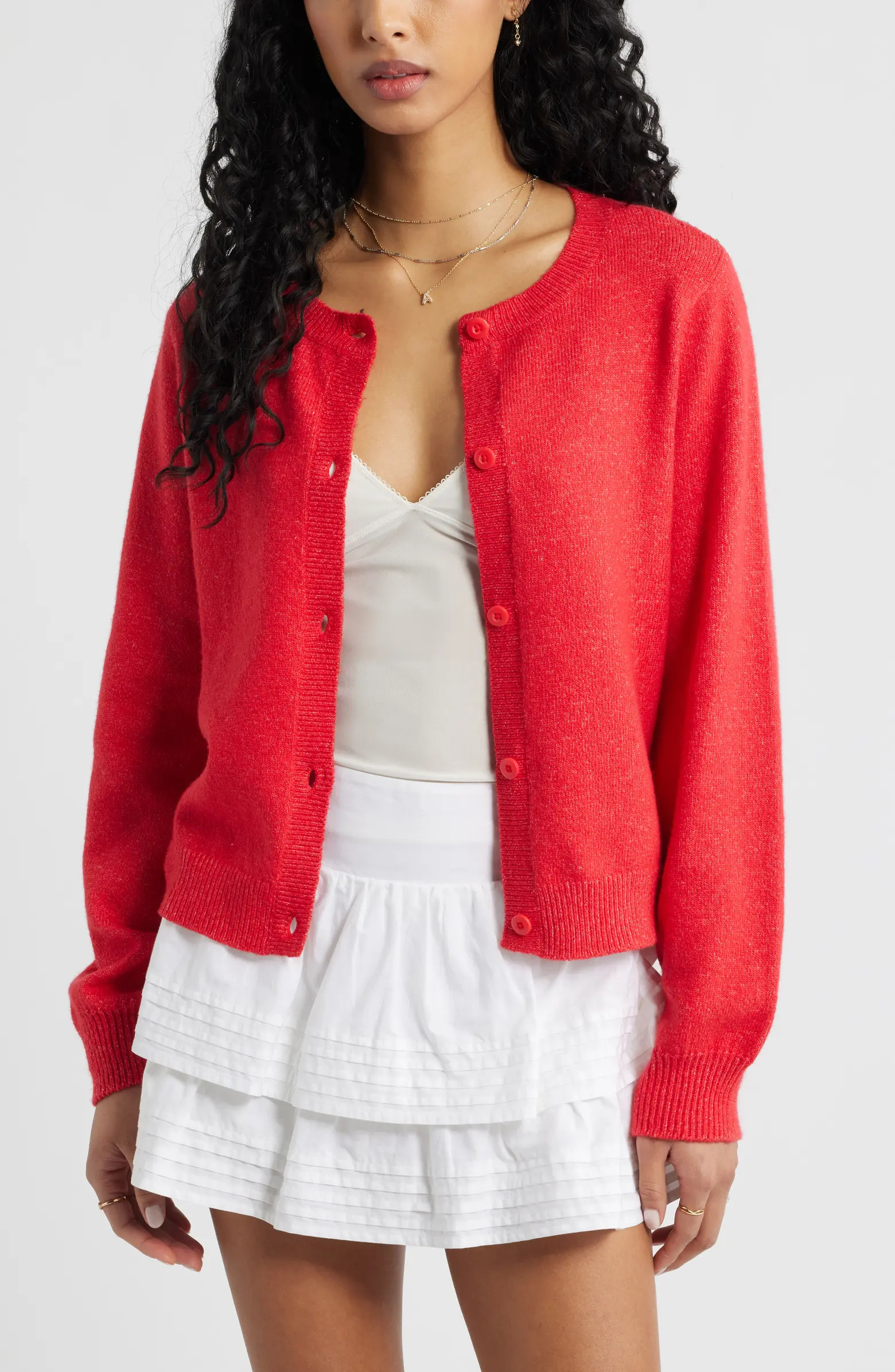 Crewneck Cotton Blend Cardigan | Nordstrom