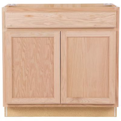 Project Source 36-in W x 35-in H x 23.75-in D Natural Unfinished Oak Sink Base Fully Assembled St... | Lowe's