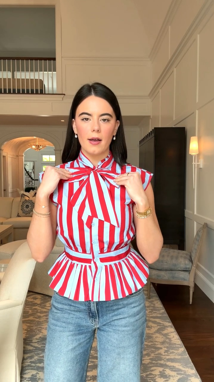 Zara striped blouse! So cute for dinner, flag hotels or a summer trip! 