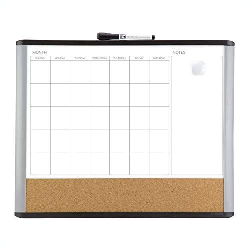 U Brands Magnetic Dry Erase 3-in-1 Calendar Board, 16 x 20 Inches, MOD Black/ Gray Frame, Magnet and | Amazon (US)