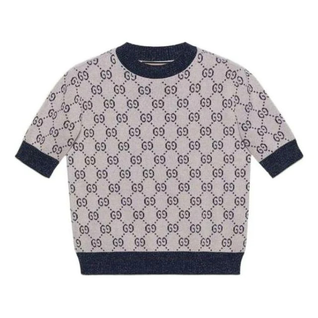 (WMNS) Gucci GG lam jacquard top 'Ivory Blue' | KICKS CREW