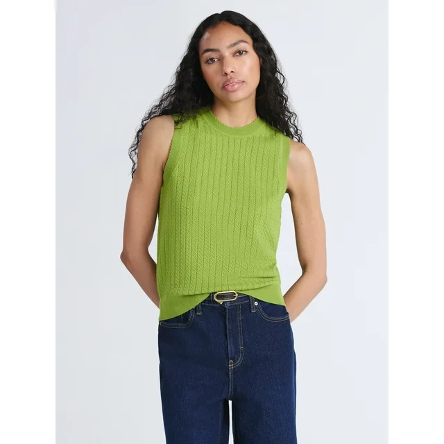 Free Assembly Women's Cozy Yarn Cable Sweater Shell, Sizes XS-XXL | Walmart (US)