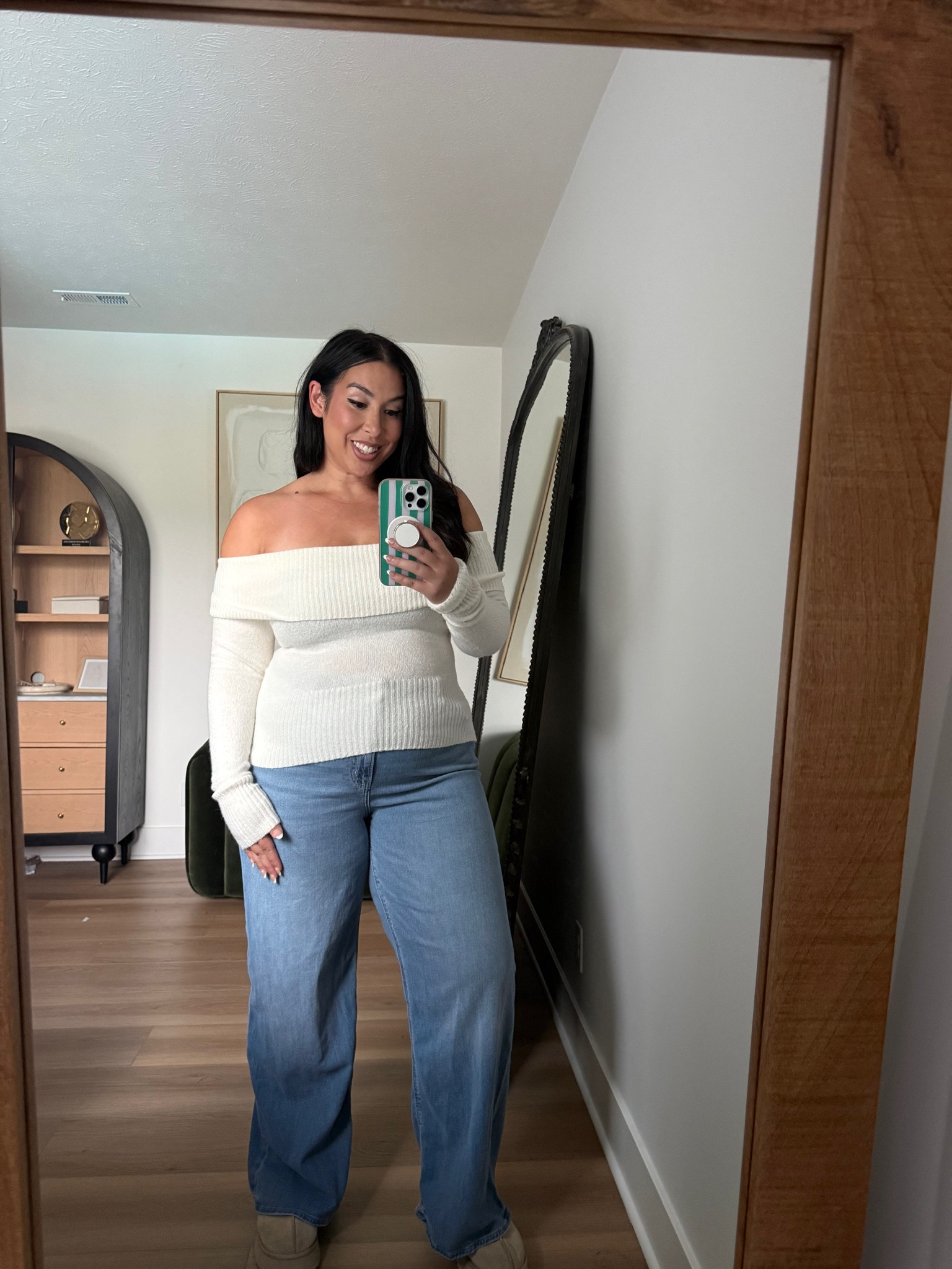 This sweater is so nice! Lightweight and you can wear it with a skirt, denim! Wearing a XL, 33long in denim! ae, american eagle, fall style, fall fashion, denim, fall sweater 

 #LTKSeasonal #LTKMidsize