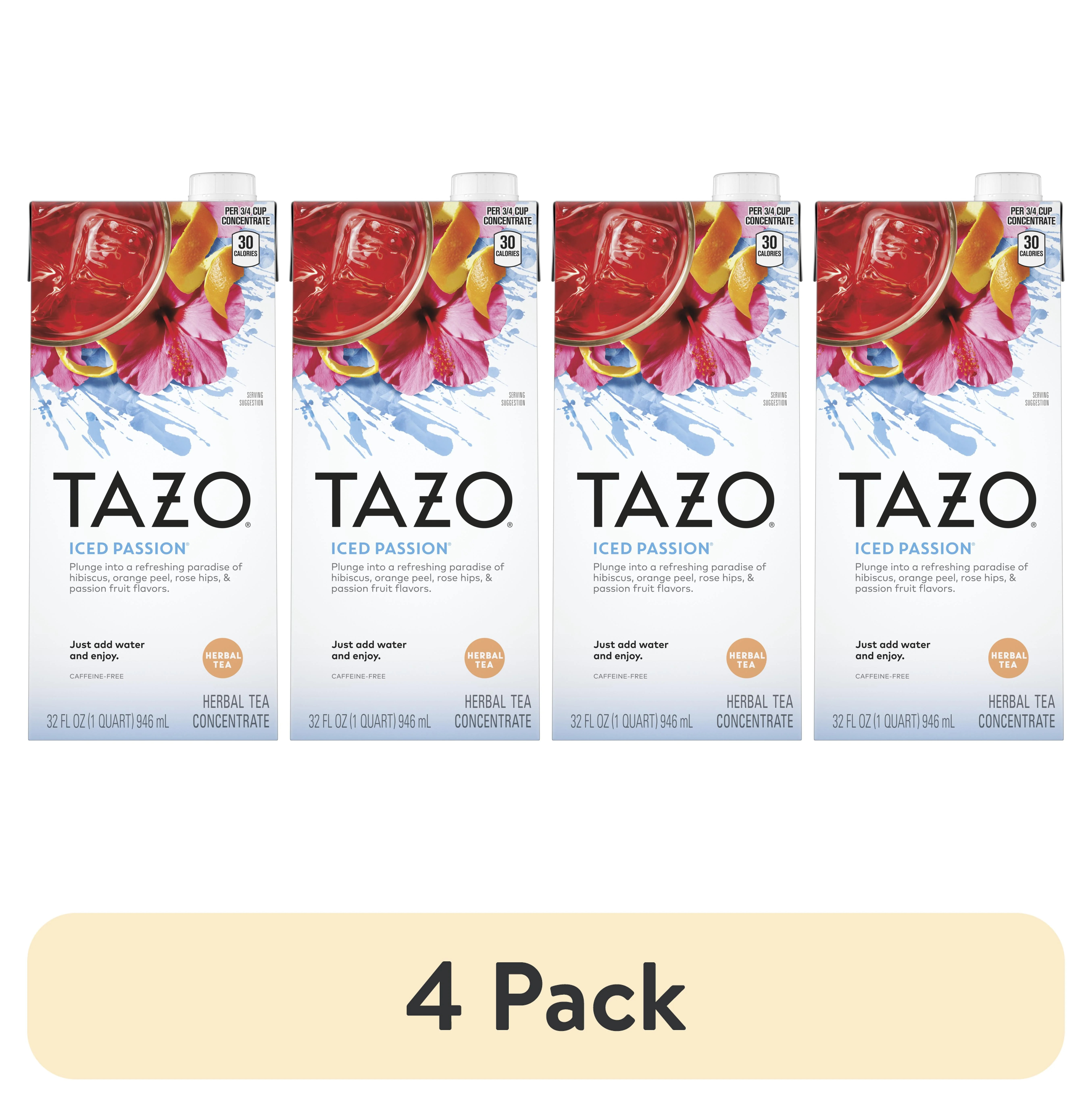 (4 pack) TAZO Passion Iced Tea Concentrate, Black Tea, 32 oz Carton | Walmart (US)