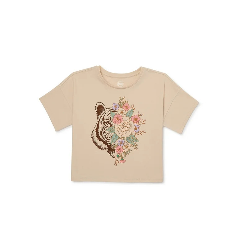 Wonder Nation Girls, Tiger Eye, Crew Neck, Short Sleeve, Graphic T-Shirt, Sizes 4-18 - Walmart.co... | Walmart (US)