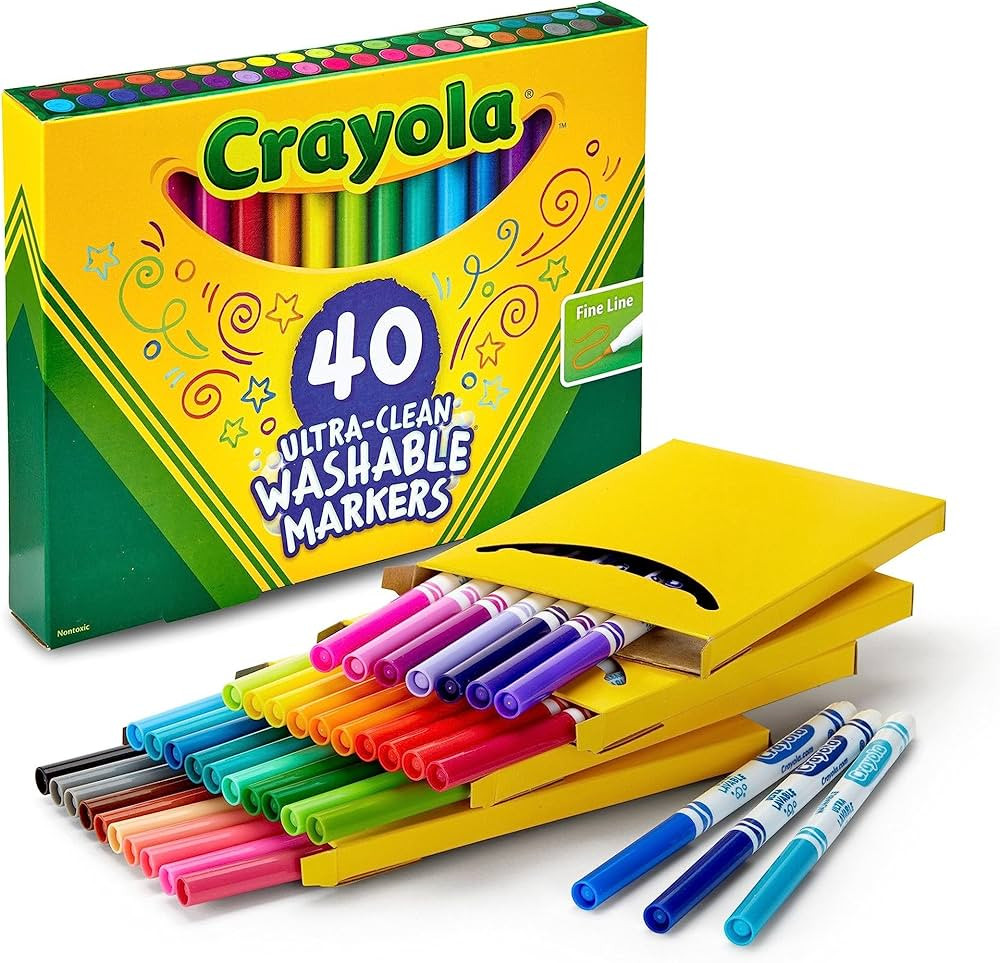 Crayola Ultra Clean Fine Line Washable Markers (40ct), Colored Markers for Kids, Fine Tip Art Mar... | Amazon (US)