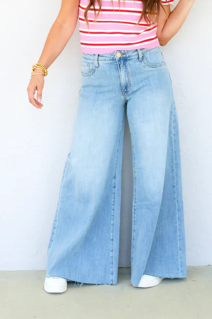 Blake High Rise Fab Ab Super Wide Leg Raw Hem | The Willow Tree