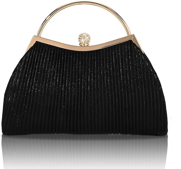 Evening Bag for Women Sparkly Handbag with Chain, Women's Shoulder Bag Pleated Clutch Purse for W... | Amazon (US)