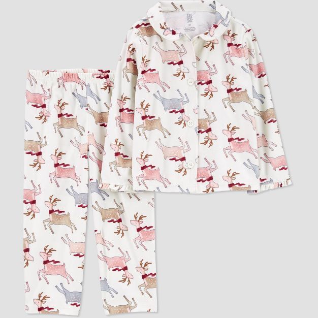 Carter's Just One You® Toddler Girls' Reindeer Coat Pajama Set - White | Target