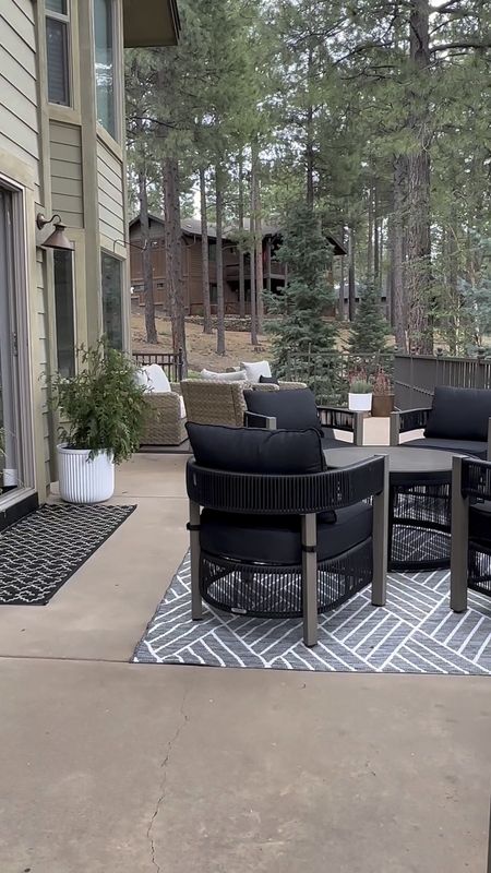 This conversation set is a must have…reminds me of a designer brand but for less and on sale now! Comes with 4 beautifully made chairs and a center table. Enjoy a glass of wine and appetizers out here with friends or have a game night with the family . Outdoor patio furniture #walmarthome 
#LTKhome

#LTKStyleTip #LTKFamily #LTKSeasonal
