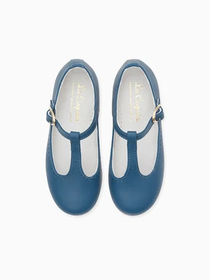 Cobalt Leather Girl T-Bar Shoes | La Coqueta (US)