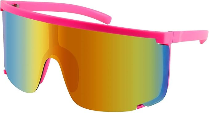 Karsaer Vision Shield Sunglasses for Men Women Oversized Neon 80s 90s Visor Shades Sports Style O... | Amazon (US)