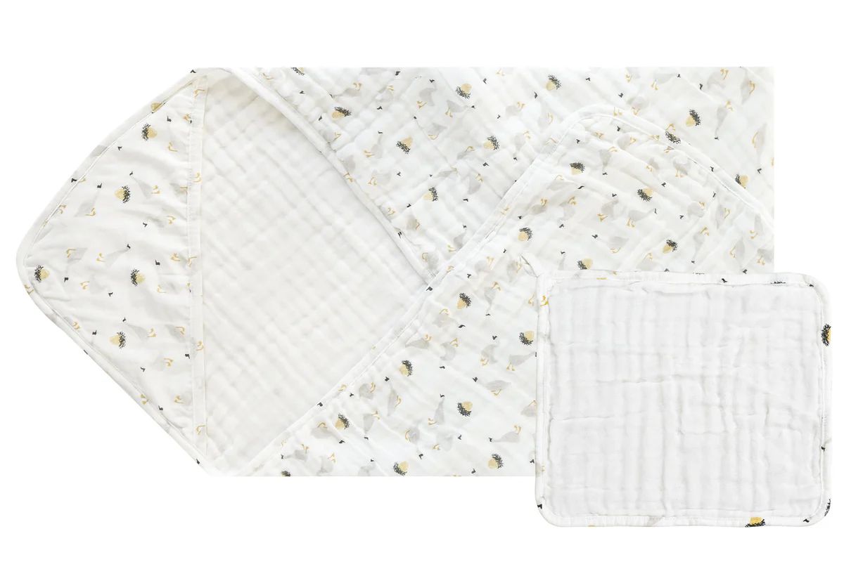 9 Layer Organic Cotton Hooded Baby Towel - The Goose & The Golden Egg | Nest Designs