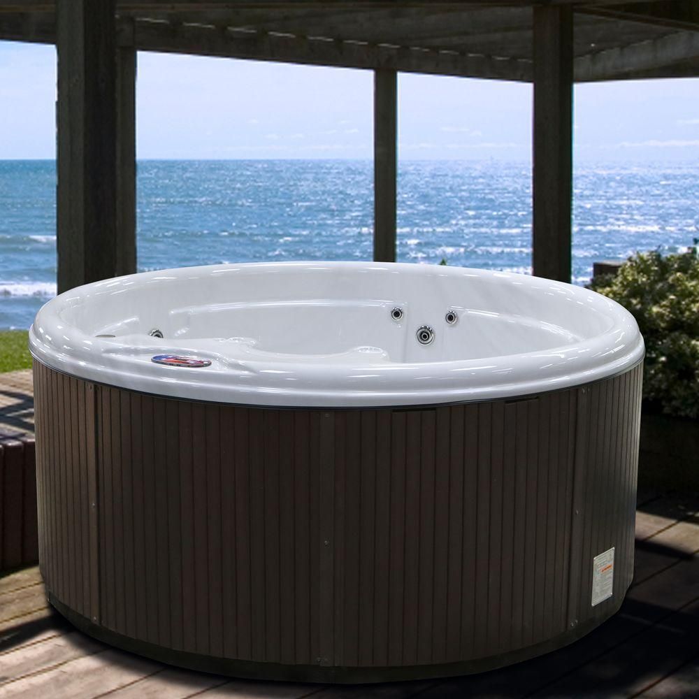 American Spas 5-Person 11-Jet Premium Acrylic Round Sterling Silver Spa Hot Tub with Multi Color Spa | The Home Depot