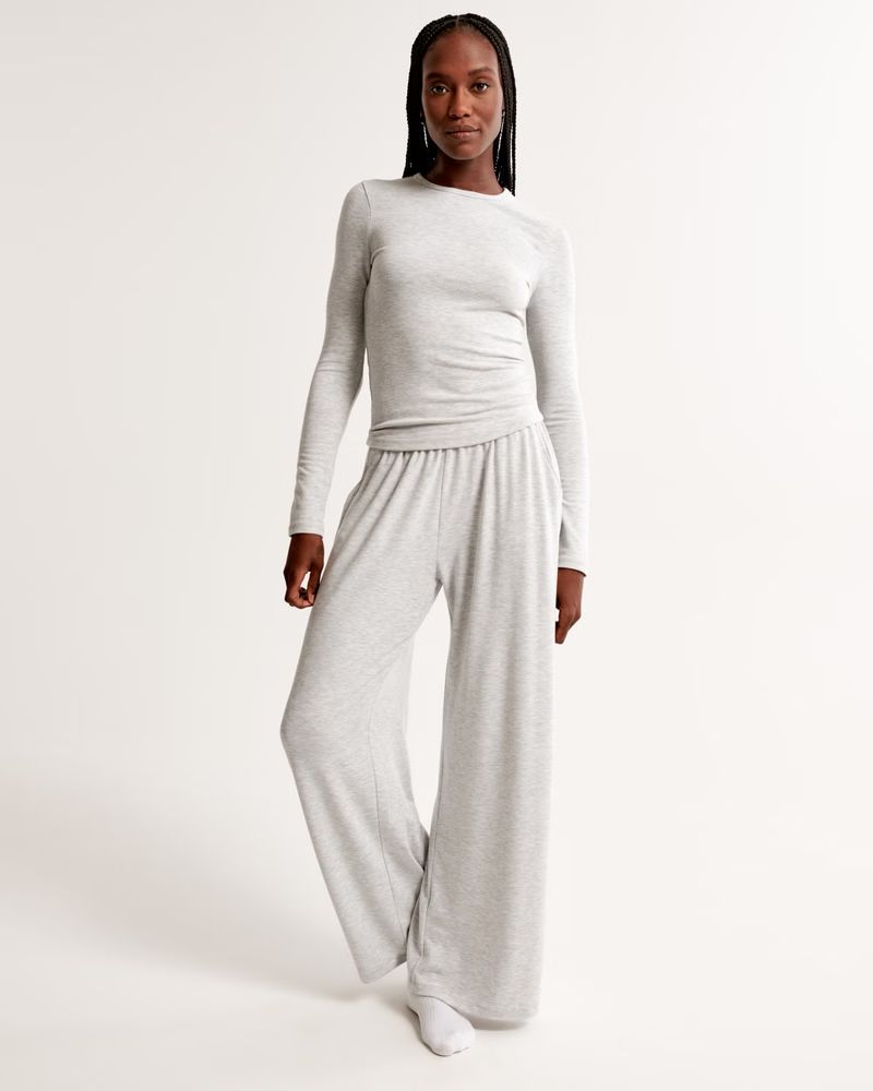 Women's Cozy Cloud Knit Wide Leg Pant | Women's Intimates & Sleepwear | Abercrombie.com | Abercrombie & Fitch (US)