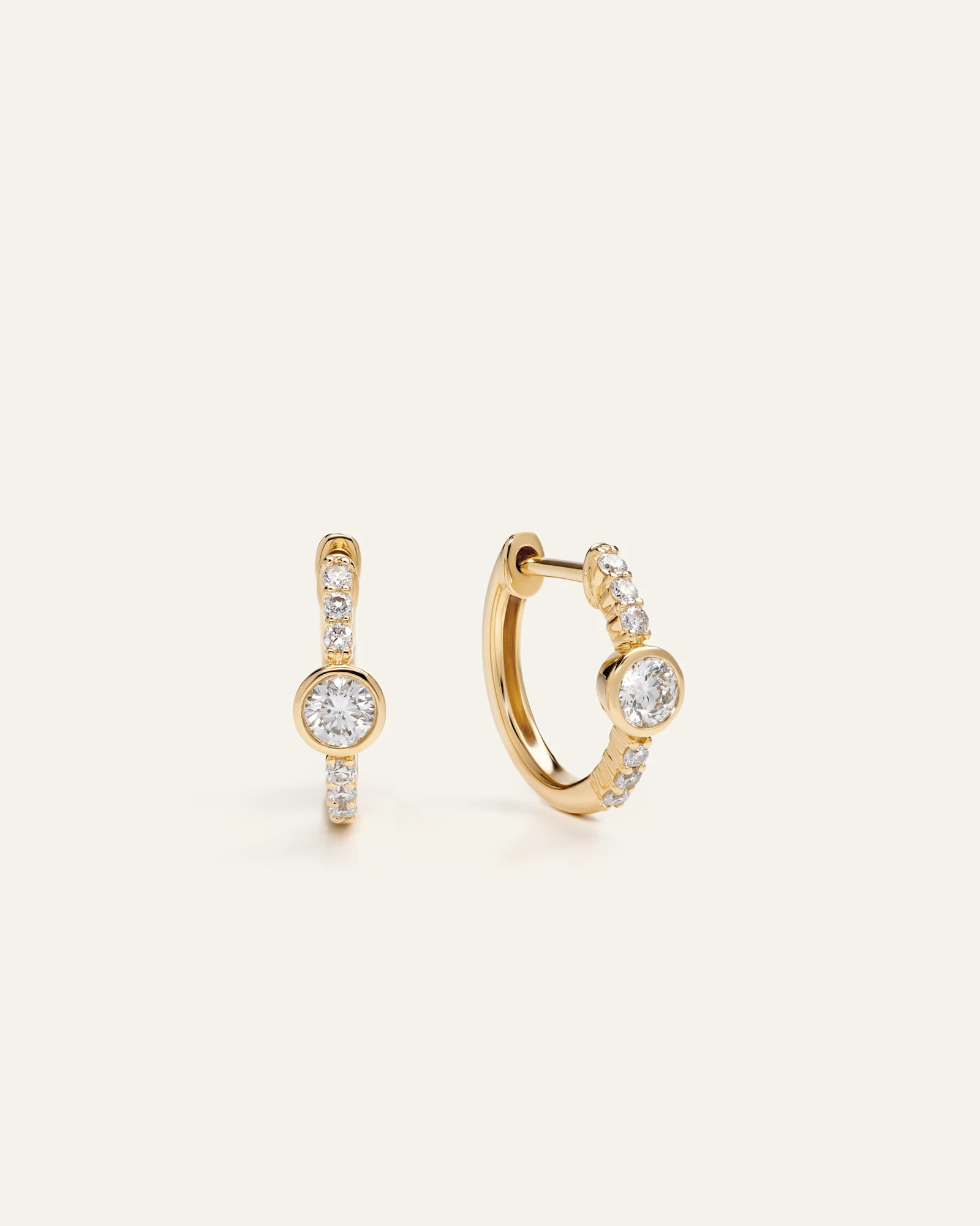 Quince | Women's 14K Gold Lab Grown Diamond Bezel Pave Huggies in White Gold | Quince