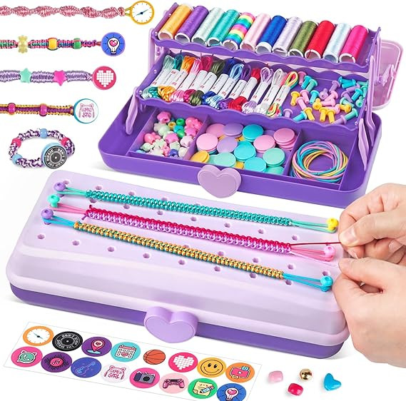 Friendship Bracelet Making Kit with Storage Box,DIY String Bracelet Arts and Craft for Girls Aged... | Amazon (US)