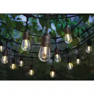 Hampton Bay 24-Light 48 ft. Plug-in Indoor/Outdoor Edison Patio String Light with S14 Single Fila... | The Home Depot