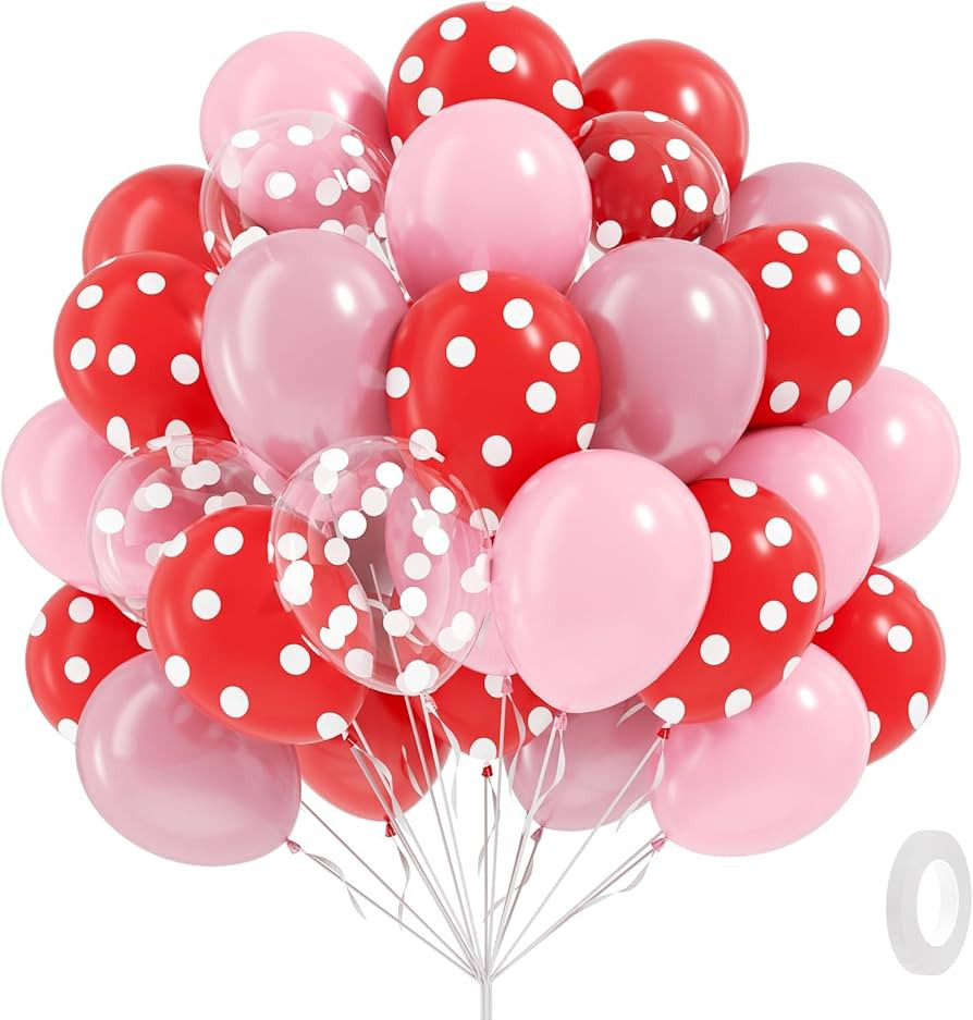 60pcs Strawberry Balloons with Clear Pearl Pink and Red Balloons for Strawberry Themed Baby Showe... | Amazon (US)