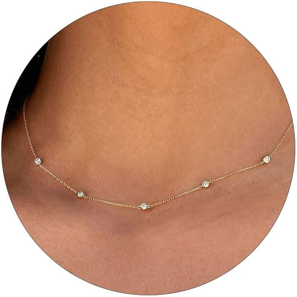 VRIUA Gold Necklace for Women, Dainty Gold Necklace 14K Gold Plated Simple Gold Necklace Diamond ... | Amazon (US)