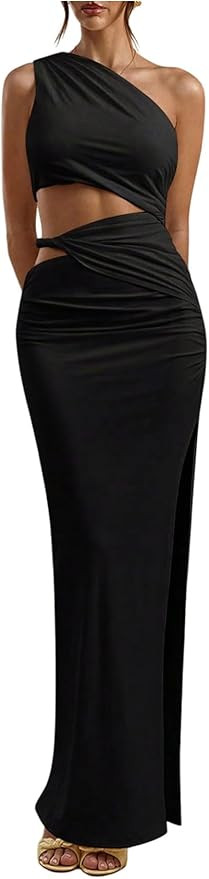 GORGLITTER Women's Asymmetrical One Shoulder Maxi Dress Summer Wedding Guest Cocktail Prom Date N... | Amazon (US)