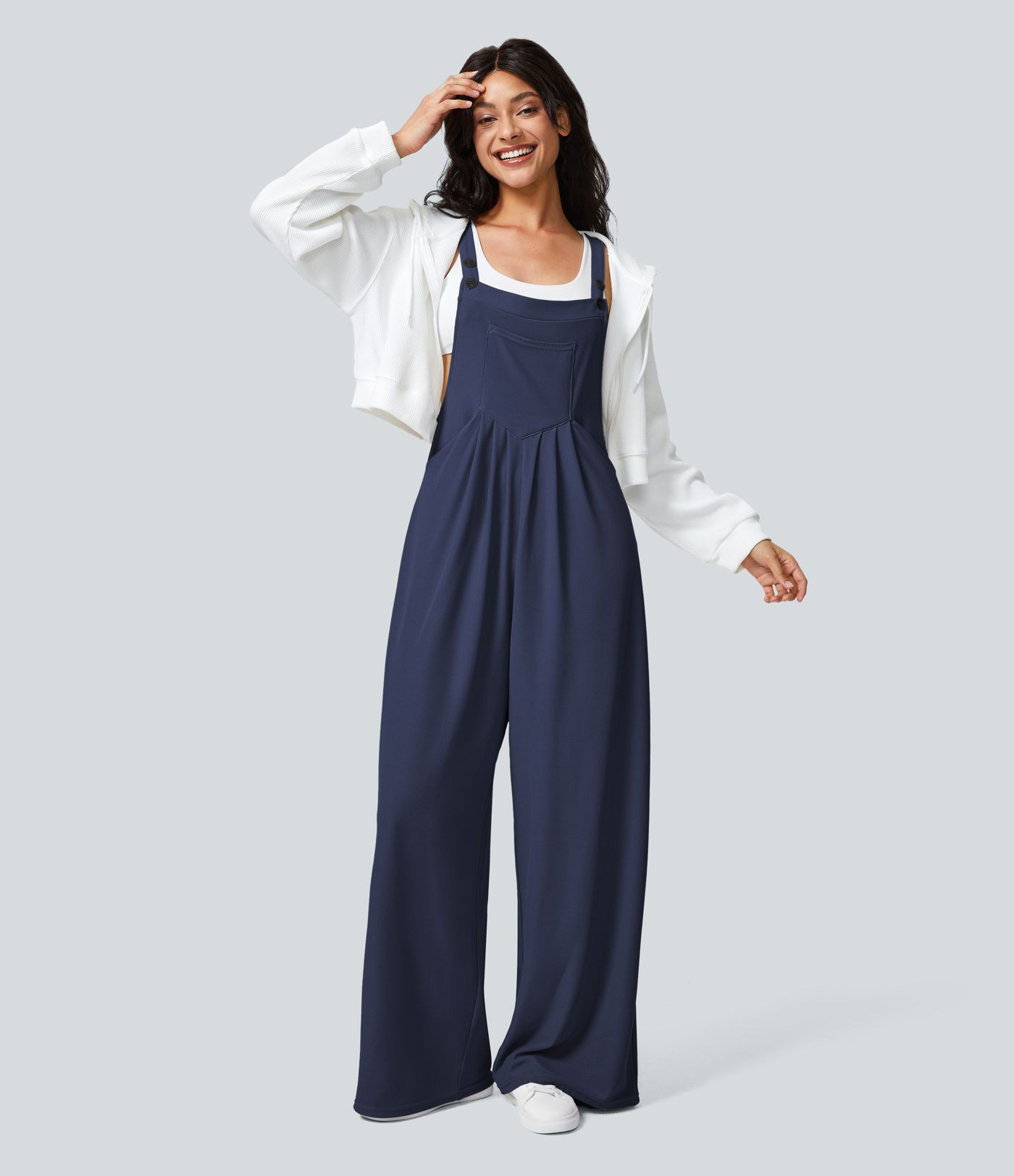 Women’s Pockets Waffle Casual Overalls - Halara | HALARA