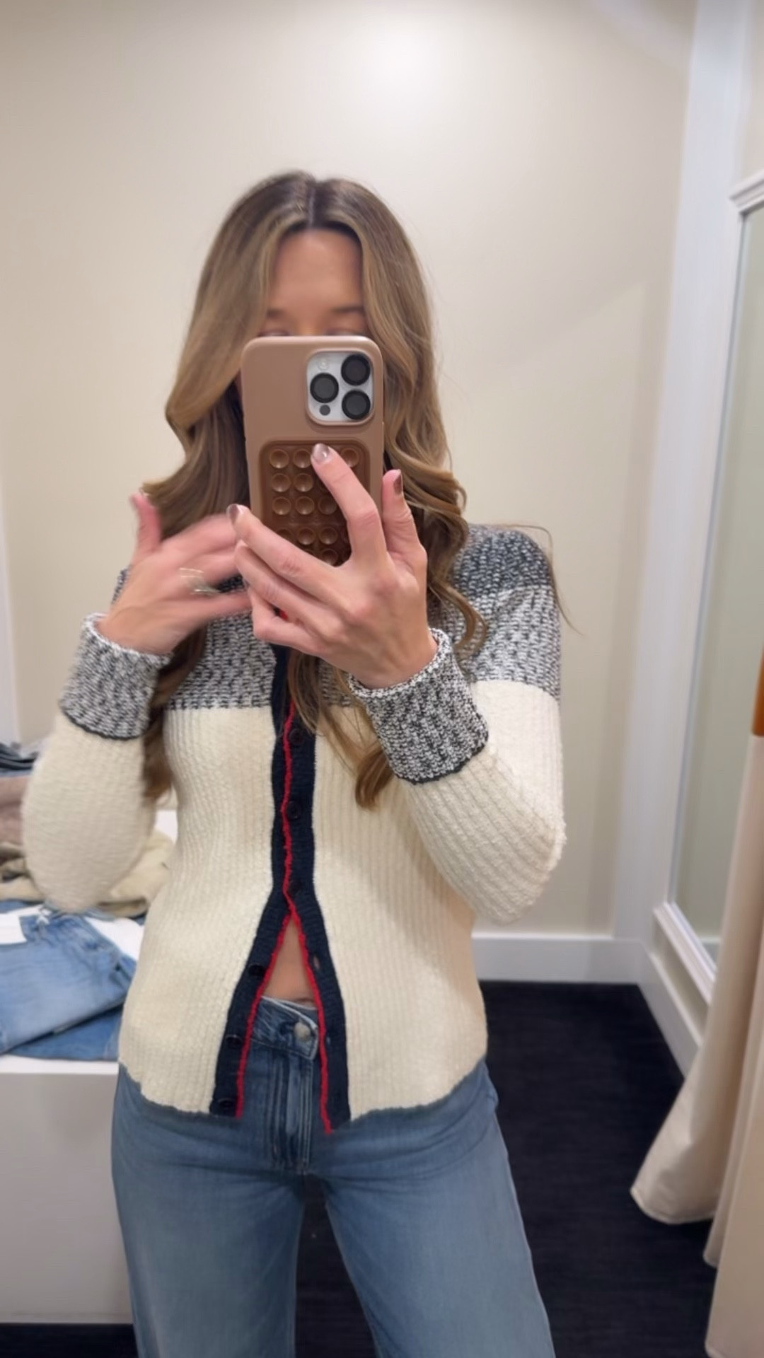 Styling the low slung baggy jeans size 26 @Madewell cardigan medium 

#LTKOver40 #LTKSeasonal