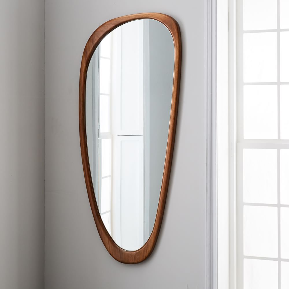 Mid-Century Asymmetrical Wood Framed Floor Mirror - 28.5&quot;W x 66&quot;H | West Elm (US)