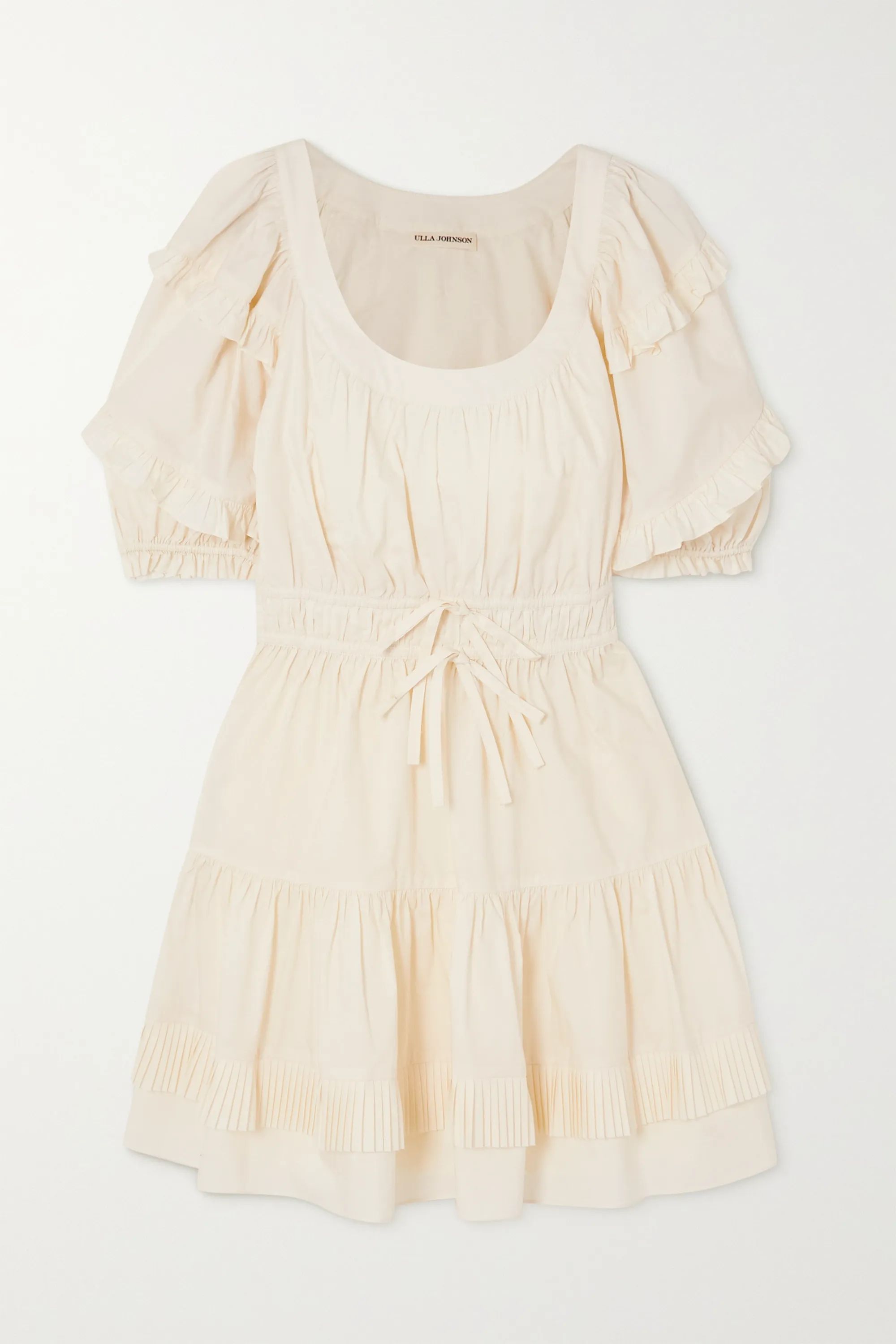 White Naomi ruffled cotton-poplin mini dress | Ulla Johnson | NET-A-PORTER | NET-A-PORTER (UK & EU)