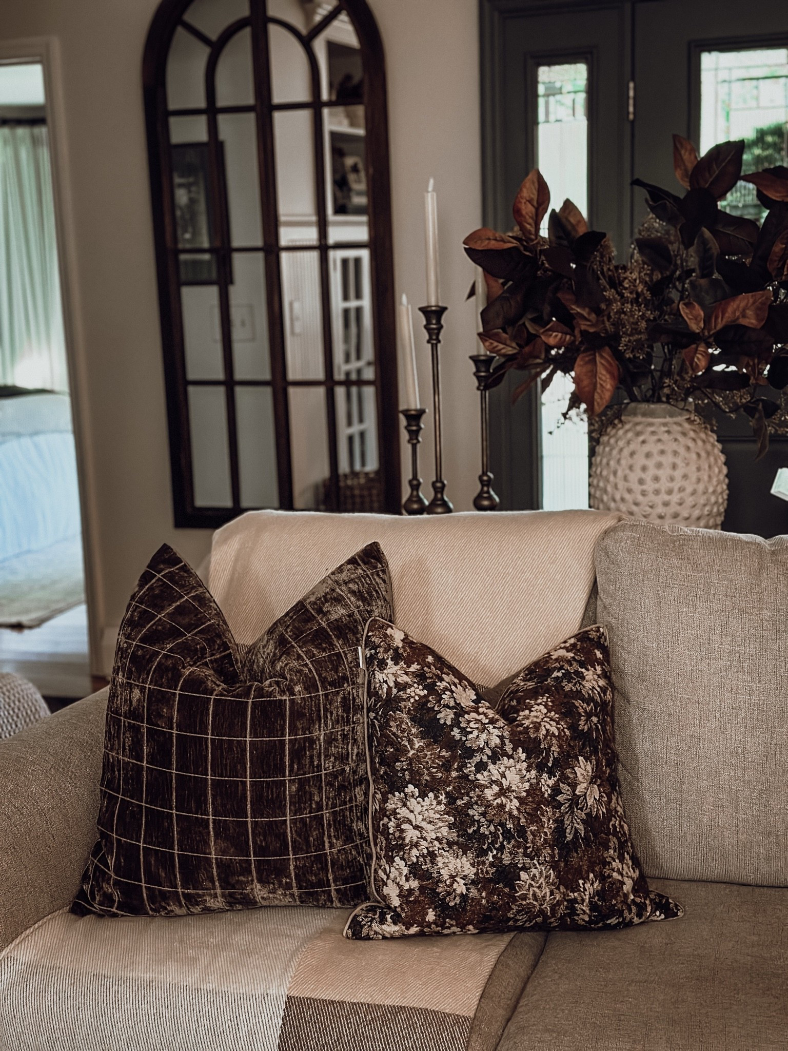 Cozy fall corner ! Throw pillows, magnolia faux florals and my favorite wall mirrors

#LTKSeasonal #LTKHome